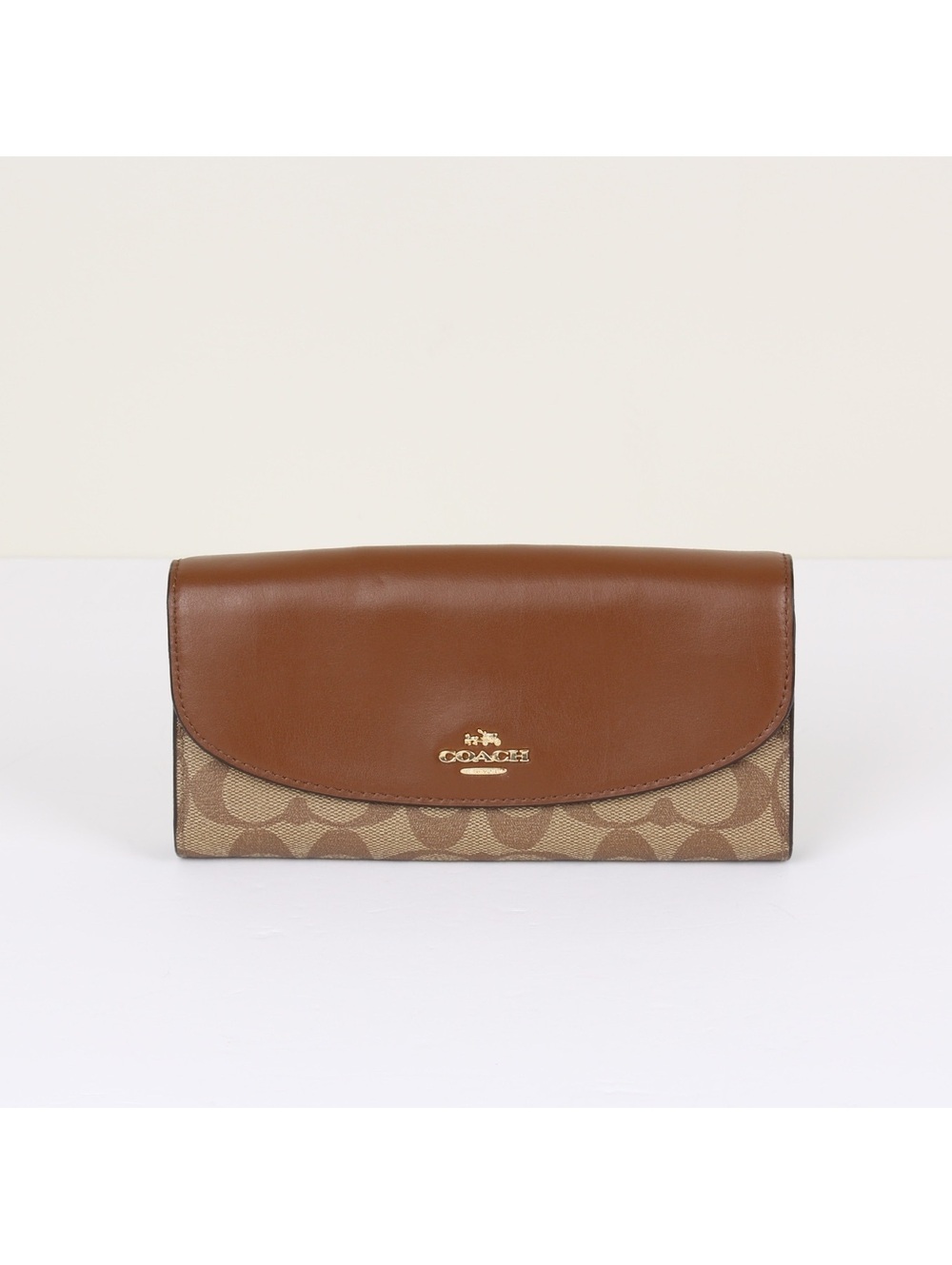 Coach Signature Slim Envelope Long Wallet Canvas Leather Brown F54022